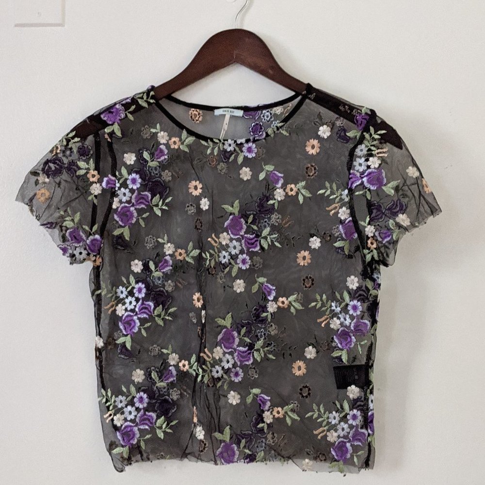 UO / KB Lilac Embroidered Sheer Top size Medium